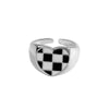 Wholesale Women's S925 Sterling Silver Geometric Checkerboard Check Ring With Electroplating