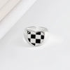 Wholesale Women's S925 Sterling Silver Geometric Checkerboard Check Ring With Electroplating