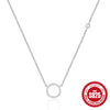 Wholesale Women's S925 Sterling Silver Geometric Circle Micro Inlaid Diamond Necklace With Electroplating And O Chain