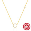 Wholesale Women's S925 Sterling Silver Geometric Circle Micro Inlaid Diamond Necklace With Electroplating And O Chain