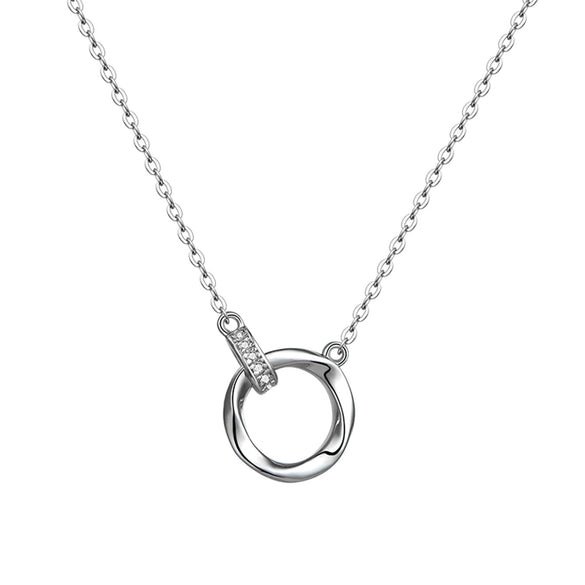 Wholesale Women's S925 Sterling Silver Geometric Circle Microinlaid Zircon Cross Chain Clavicle Necklace With Electroplating