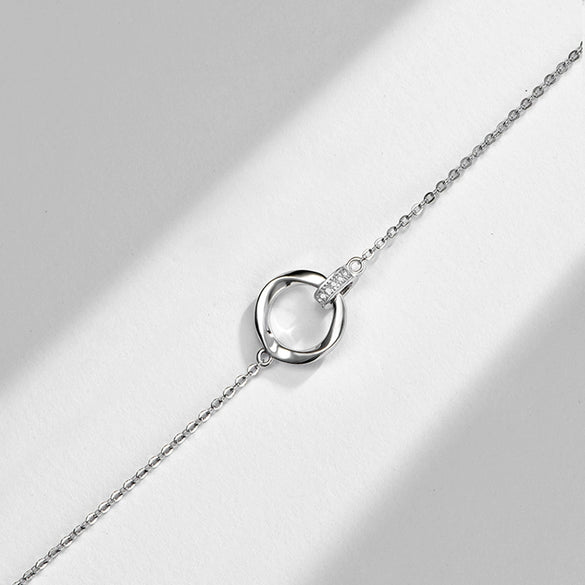 Wholesale Women's S925 Sterling Silver Geometric Circle Microinlaid Zircon Cross Chain Clavicle Necklace With Electroplating