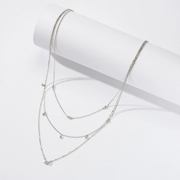 Wholesale Women's S925 Sterling Silver Geometric Clavicle Chain Necklace With Electroplating Design