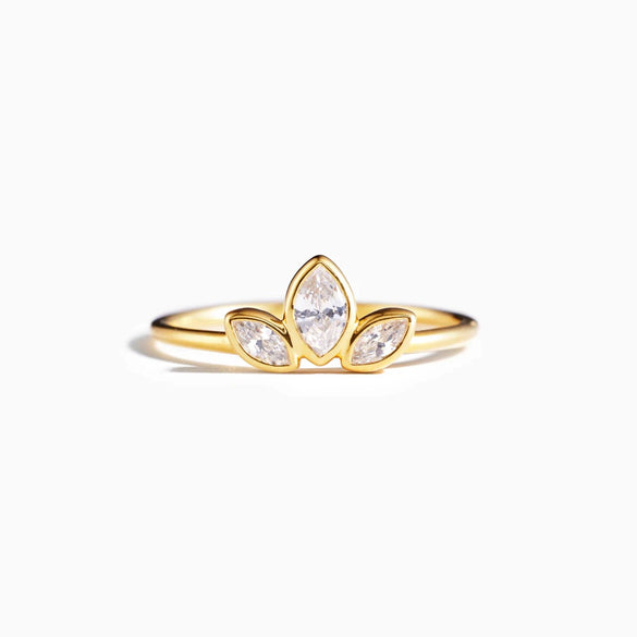 Wholesale Women's S925 Sterling Silver Geometric Clover Flower Ring With Electroplating