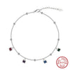Wholesale Women's S925 Sterling Silver Geometric Colored Zircon Anklet