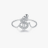 Wholesale Women's S925 Sterling Silver Geometric Creative Microinlaid Note Ring Jewelry With Original Design
