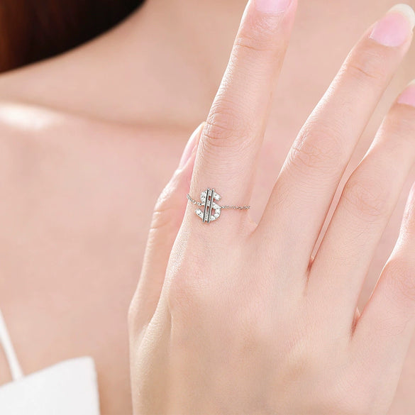 Wholesale Women's S925 Sterling Silver Geometric Creative Microinlaid Note Ring Jewelry With Original Design