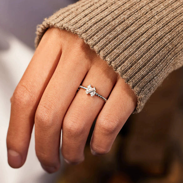 Wholesale Women's S925 Sterling Silver Geometric Cross And Letter Ring With Electroplating