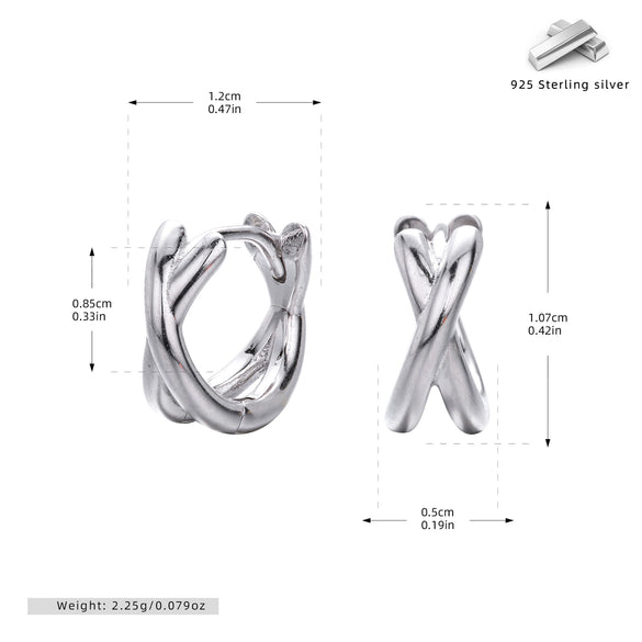 Wholesale Women's S925 Sterling Silver Geometric Cross Electroplated Ear Buckle