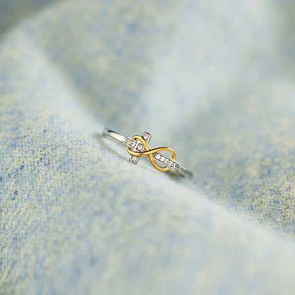 Wholesale Women's S925 Sterling Silver Geometric Cross Electroplated Two Color Ring