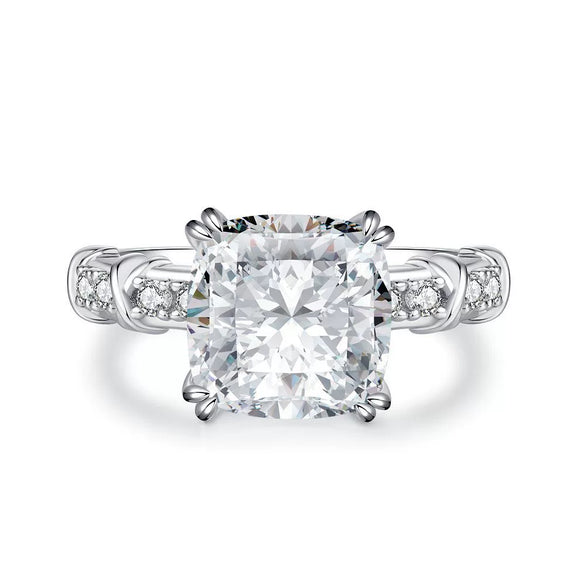 Wholesale Women's S925 Sterling Silver Geometric Cross Ring With Ice Flower Cut And Electroplating