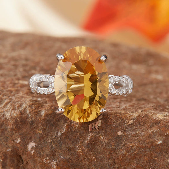 Wholesale Women's S925 Sterling Silver Geometric Crystal Colored Gemstone Ring Set With Crystal