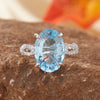 Wholesale Women's S925 Sterling Silver Geometric Crystal Colored Gemstone Ring Set With Crystal