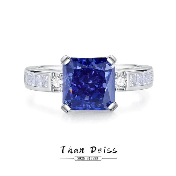 Wholesale Women's S925 Sterling Silver Geometric Cube Ring With High Carbon Diamond And Purple 8A Zircon