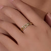 Wholesale Women's S925 Sterling Silver Geometric Cut Out Diamond Ring