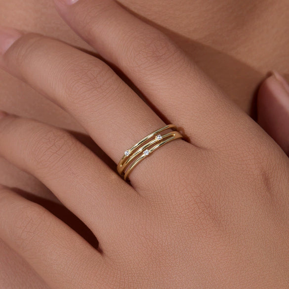 Wholesale Women's S925 Sterling Silver Geometric Cut Out Diamond Ring