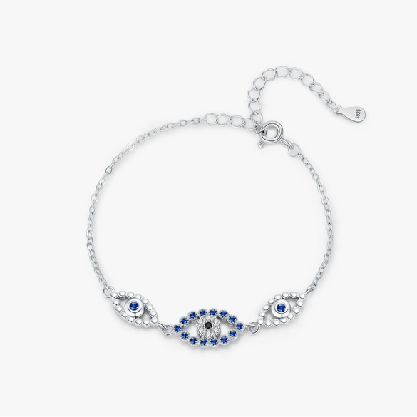 Wholesale Women's S925 Sterling Silver Geometric Cut Out Eye Bracelet Electroplated Light Luxury Style