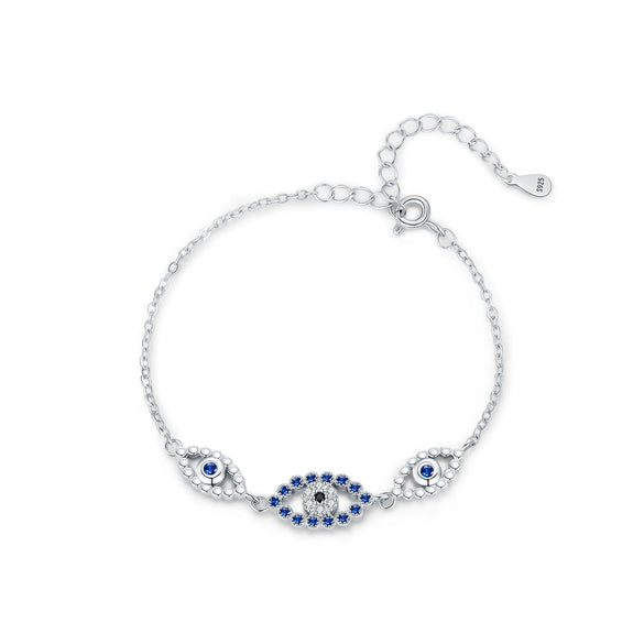 Wholesale Women's S925 Sterling Silver Geometric Cut Out Eye Bracelet Electroplated Light Luxury Style