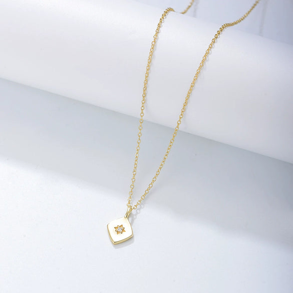 Wholesale Women's S925 Sterling Silver Geometric Diamond Zircon Cross Chain Necklace