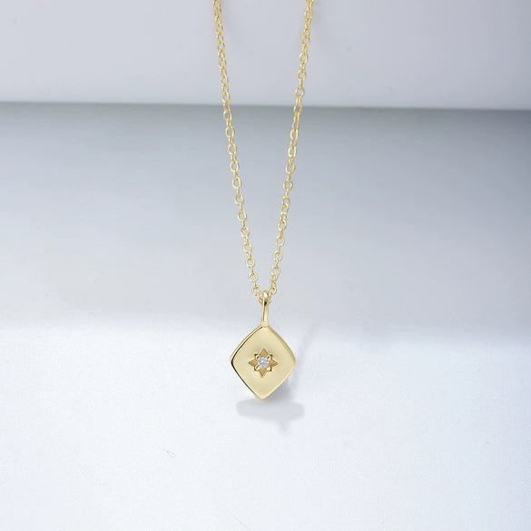 Wholesale Women's S925 Sterling Silver Geometric Diamond Zircon Cross Chain Necklace