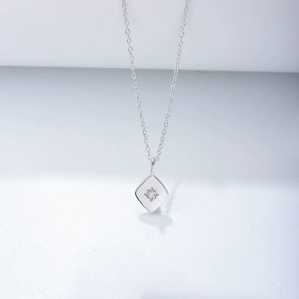 Wholesale Women's S925 Sterling Silver Geometric Diamond Zircon Cross Chain Necklace