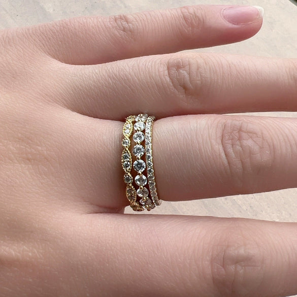 Wholesale Women's S925 Sterling Silver Geometric Distinctive Full Diamond Combination Ring Set With Diamonds