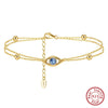 Wholesale Women's S925 Sterling Silver Geometric Double Layer Devil's Eye Bracelet With Electroplating