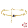 Wholesale Women's S925 Sterling Silver Geometric Double Layer Devil's Eye Bracelet With Electroplating