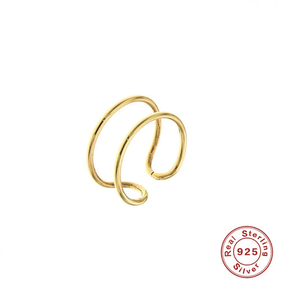 Wholesale Women's S925 Sterling Silver Geometric Double Layer Line Ear Buckle Ear Clip Electroplated Jewelry