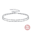 Wholesale Women's S925 Sterling Silver Geometric Doublelayer Stacked Bracelet