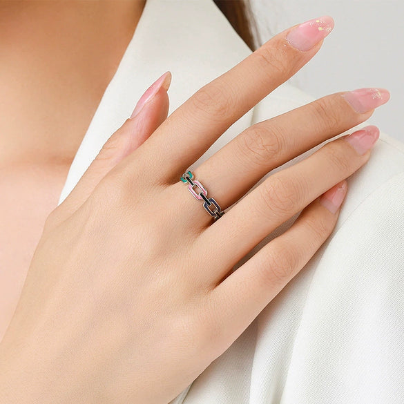 Wholesale Women's S925 Sterling Silver Geometric Dripping Glue Ring