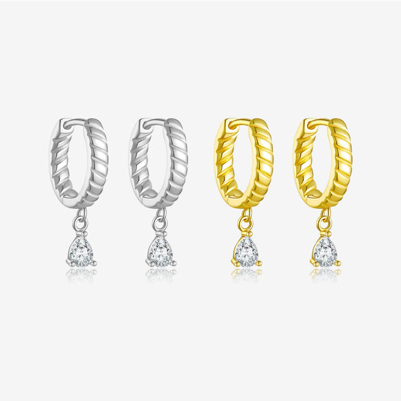 Wholesale Women's S925 Sterling Silver Geometric Drop Pendant Earrings With Electroplating