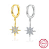 Wholesale Women's S925 Sterling Silver Geometric Eightpointed Star Earrings With Zircon Design