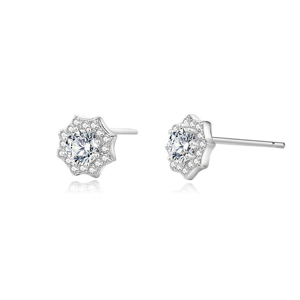 Wholesale Women's S925 Sterling Silver Geometric Electroplated Flower Earrings