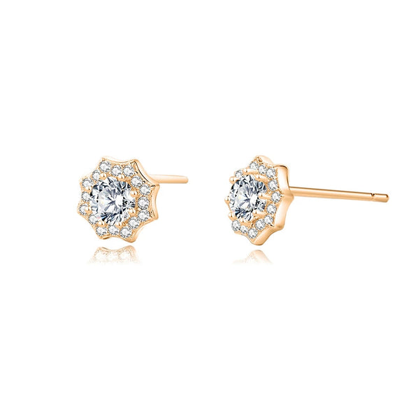 Wholesale Women's S925 Sterling Silver Geometric Electroplated Flower Earrings