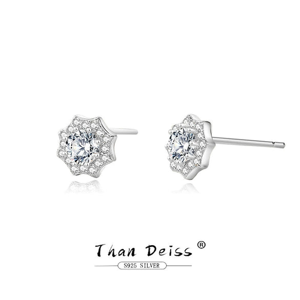 Wholesale Women's S925 Sterling Silver Geometric Electroplated Flower Earrings