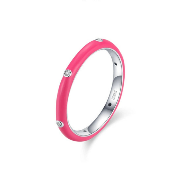 Wholesale Women's S925 Sterling Silver Geometric Enamel Ring