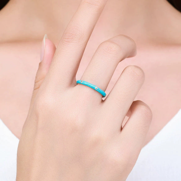 Wholesale Women's S925 Sterling Silver Geometric Enamel Ring