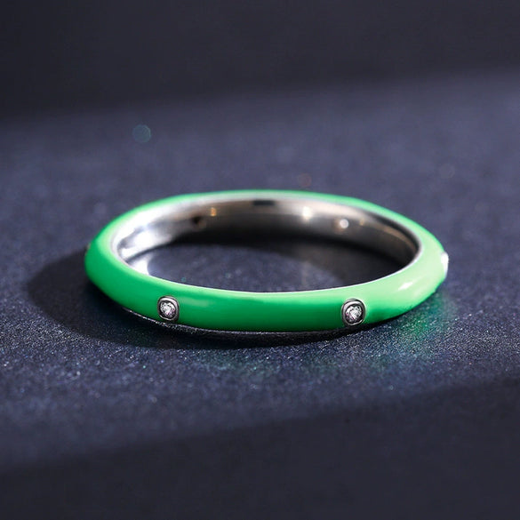 Wholesale Women's S925 Sterling Silver Geometric Enamel Ring
