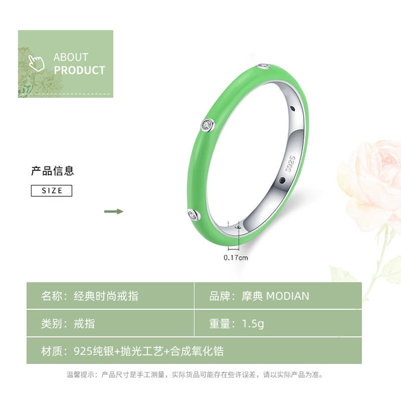 Wholesale Women's S925 Sterling Silver Geometric Enamel Ring