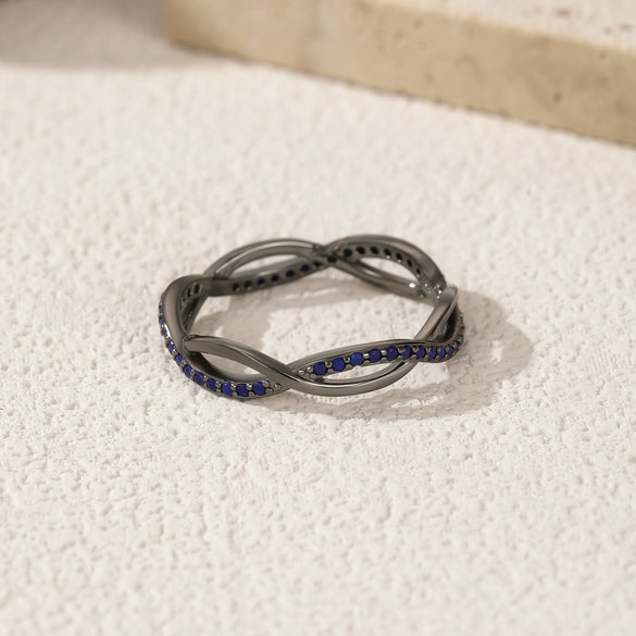 Wholesale Women's S925 Sterling Silver Geometric Entwined Line Design Electroplated Ring