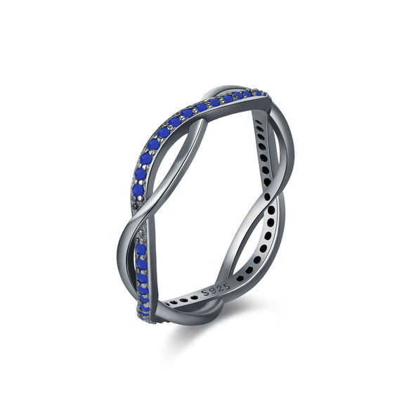 Wholesale Women's S925 Sterling Silver Geometric Entwined Line Design Electroplated Ring
