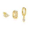 Wholesale Women's S925 Sterling Silver Geometric Eyes Earrings With Microinlaid Zircon