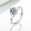 Wholesale Women's S925 Sterling Silver Geometric Flower Open Ring With Electroplating Treatment