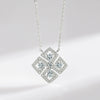 Wholesale Women's S925 Sterling Silver Geometric Flower Pendant Necklace With Gem Inlaid And Cross Chain