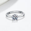 Wholesale Women's S925 Sterling Silver Geometric Four Claw Diamond Ring With Electroplating Treatment
