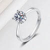 Wholesale Women's S925 Sterling Silver Geometric Four Claw Diamond Ring With Electroplating Treatment