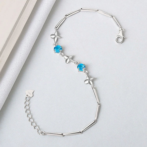 Wholesale Women's S925 Sterling Silver Geometric Fourleaf Clover Electroplated Bracelet