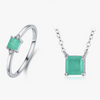 Wholesale Women's S925 Sterling Silver Geometric Gem Inlaid Necklace And Ring