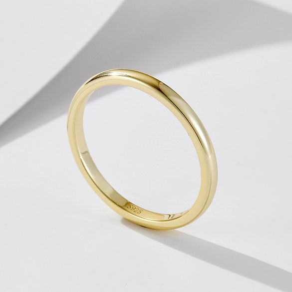 Wholesale Women's S925 Sterling Silver Geometric Goldplated Plain Ring